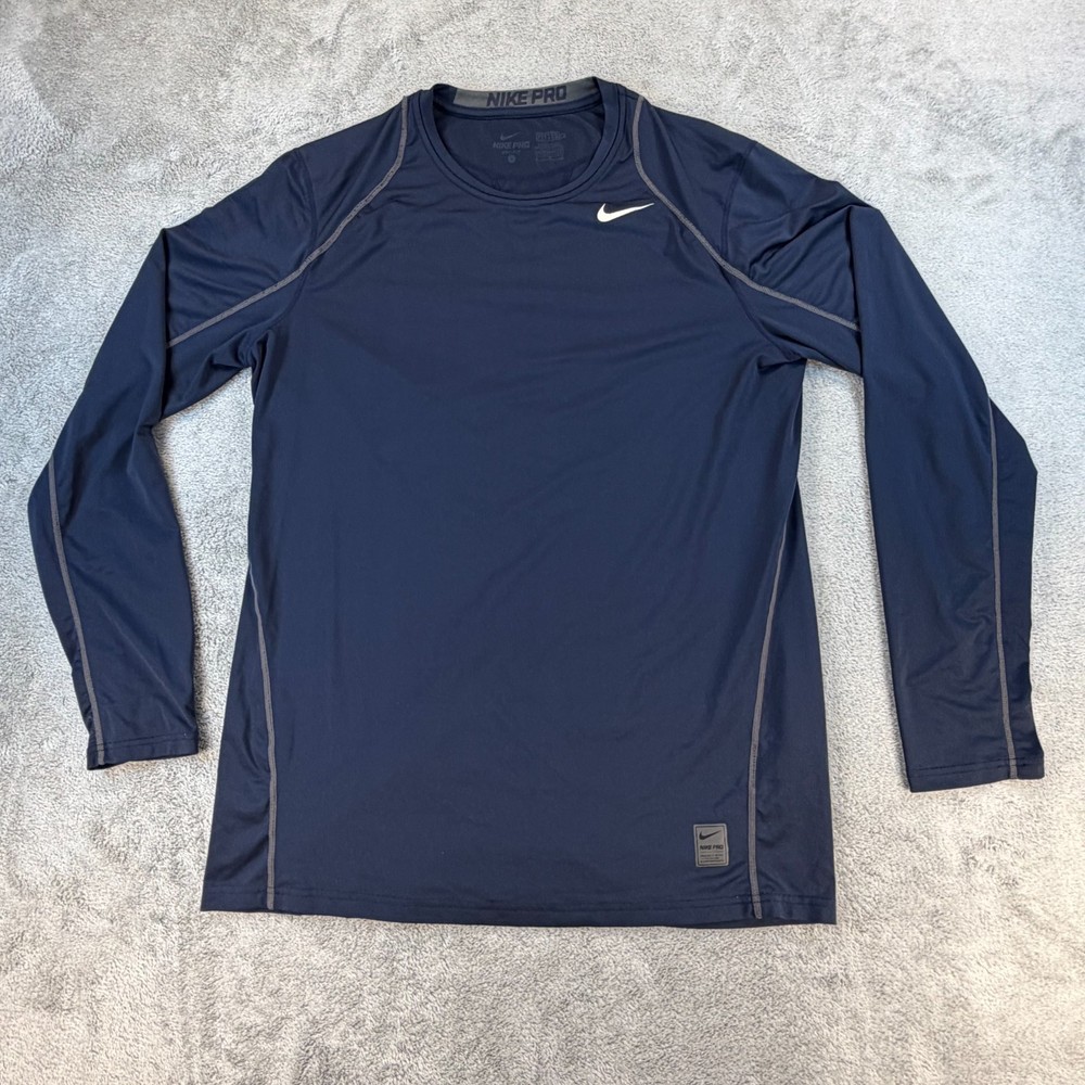 Nike Pro Dri-Fit Men’s Long Sleeve Compression Top Navy Fitted Size L