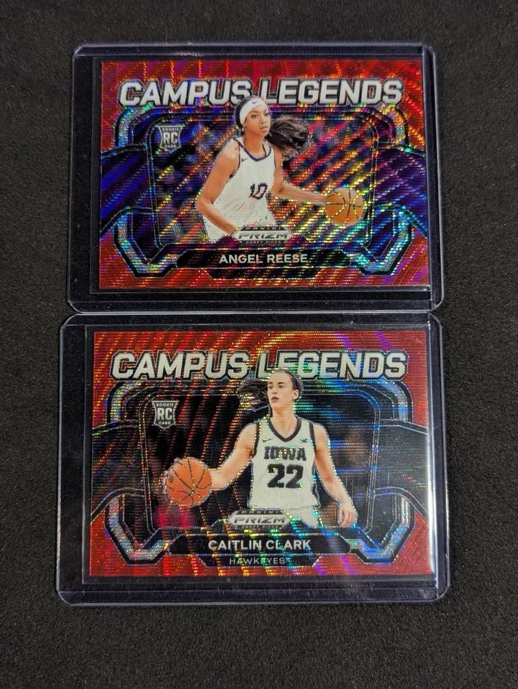 2024 Prizm Draft Picks Caitlin Clark Angel Reese Red Wave 2 Card Lot