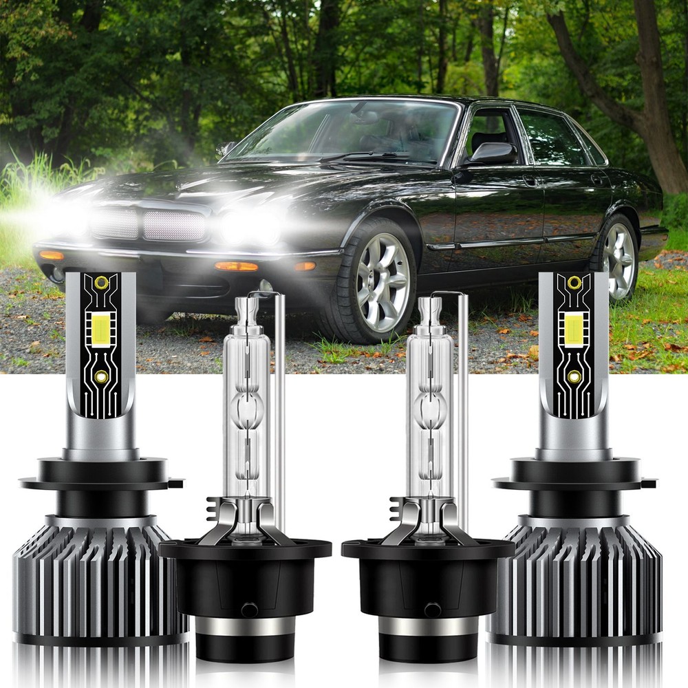 4X H7+D2S LED HID Headlight Bulbs High Low Beam Lamp For Jaguar XJR 2004-2009