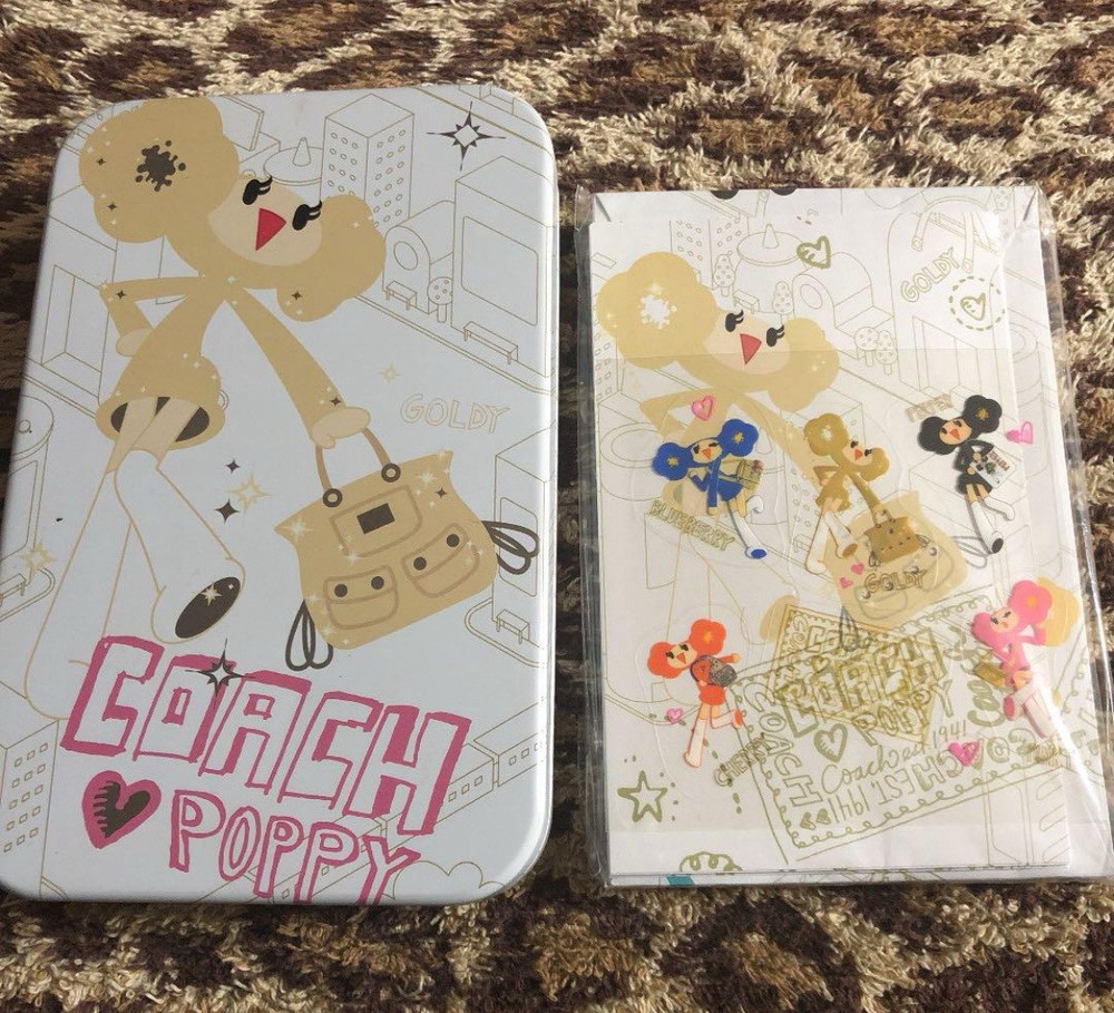 Coach Poppy Letter Set with Tin, Stickers - Japan Limited Edition Goldie CanCam Mag