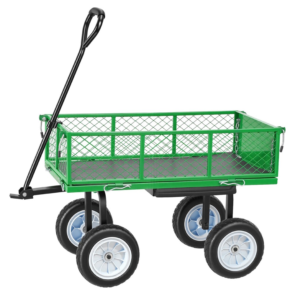 Uimoso Rolling Steel Garden Cart with Seat, 500 lbs Capacity, Green