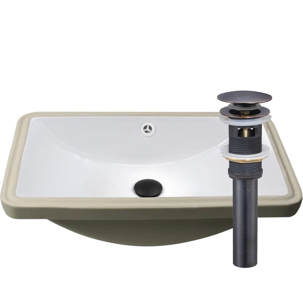Miseno 23.25 Inch Polished White Porcelain Undermount Rectangular Sink MBS-NP-U213907