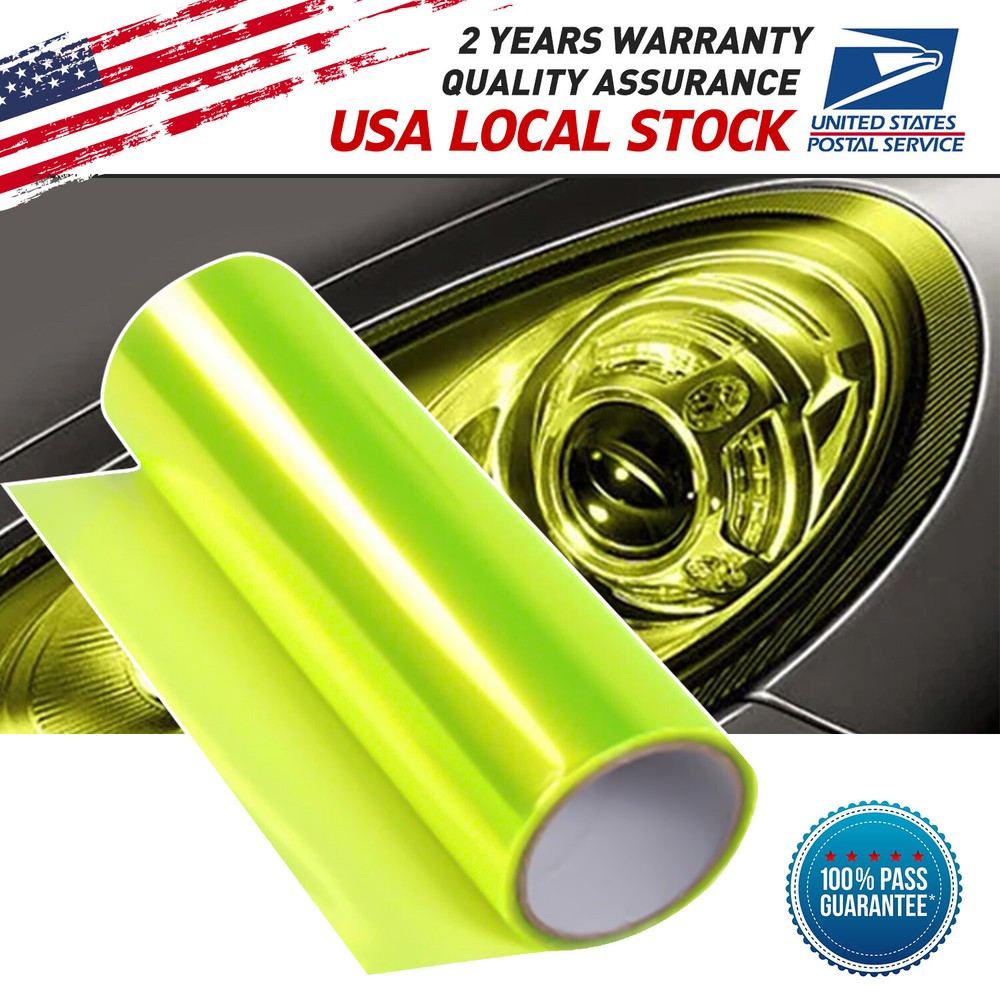 Fluorescent Yellow Headlight Tint Fog Lights Tail light Vinyl Film Super Smooth