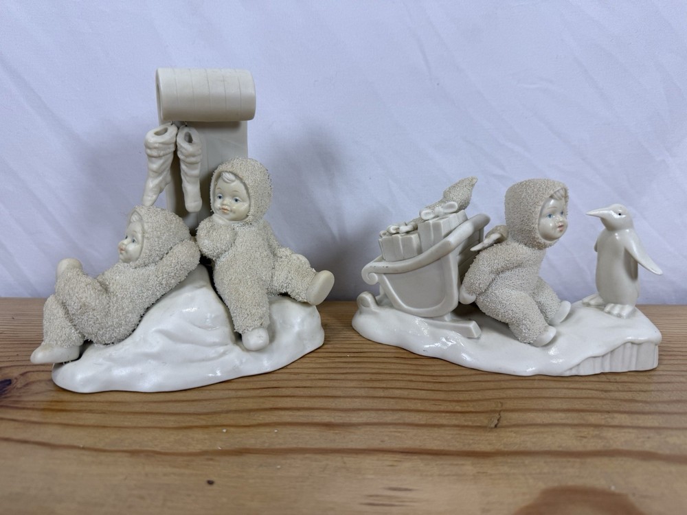 Dept 56~Snowbabies “How Many Days Til Christmas” And “Stuck In The Snow”