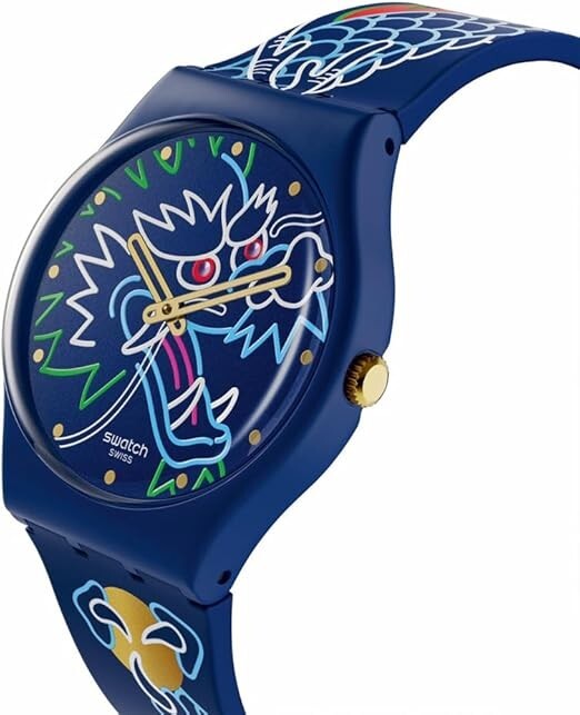 ◉Swatch Dragon In Waves SO28Z125 Analog Watch Color Blue Dragon From Japan New