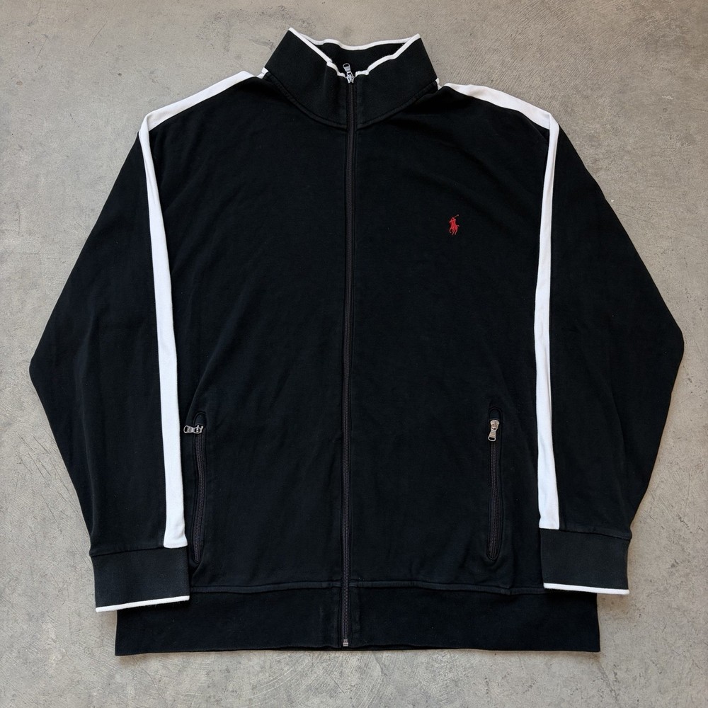 Polo Ralph Lauren Interlock Track Jacket Black Pony Full Zip 2XLT 2XL Tall XXLT