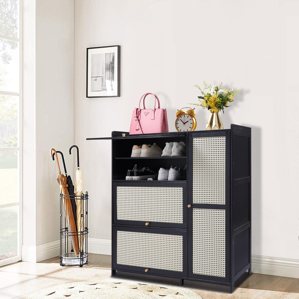 7-tier Shoe Storage Cabinet with Shelves for Entryway Hallway Closet Black NEW