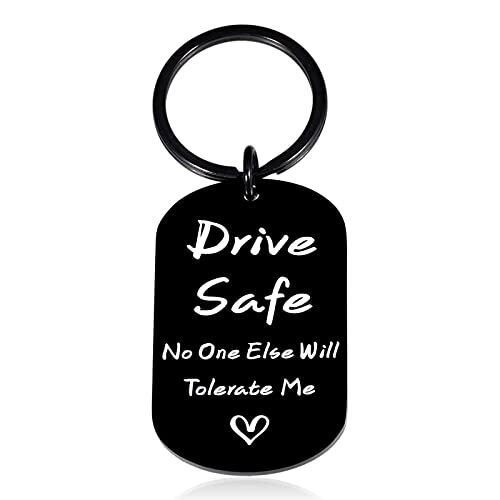 Anniversary for Men Husband Drive Safe Keychain from Wife Stocking Stuffers