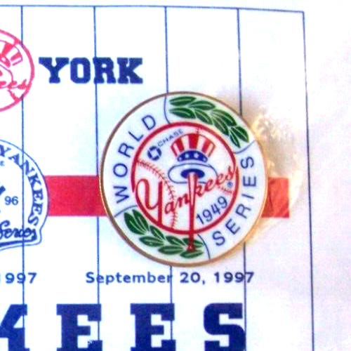 New York Yankees pin 1949 World Series Chase SGA sealed backing card WS NY 42604