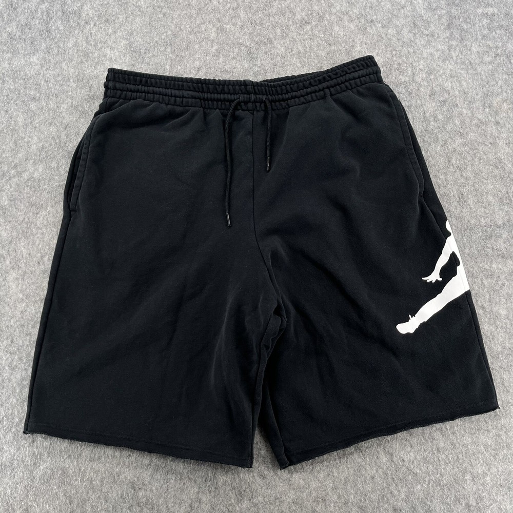 Air Jordan Mens Black Drawstring Logo Fleece Shorts Size XL