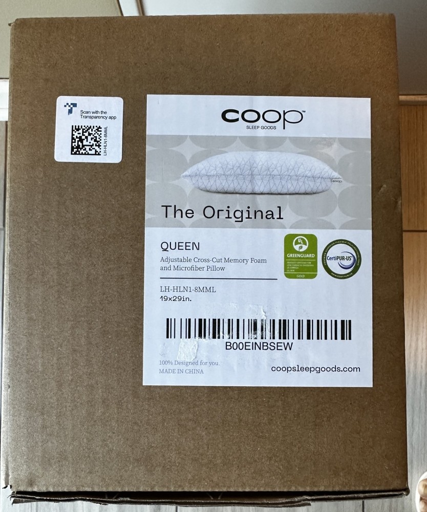 Coop The Original Adjustable Cross-cut Memory Foam & Microfiber Pillow, Queen
