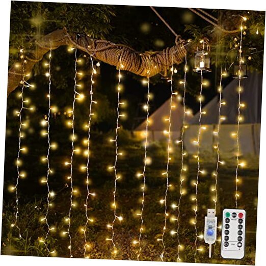 200 LED Warm White USB Curtain Lights for Bedroom Decor
