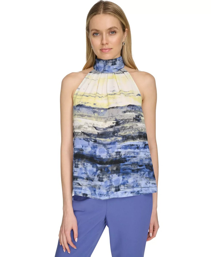Calvin Klein Women's Top Sz XL Printed Halter Neck