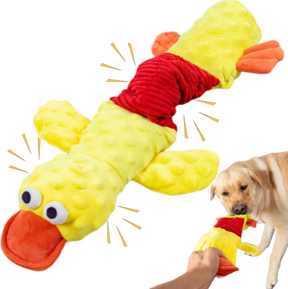 Interactive Large Dog Toys, Squeaky Tug of War Toy with Crinkle, Tough...