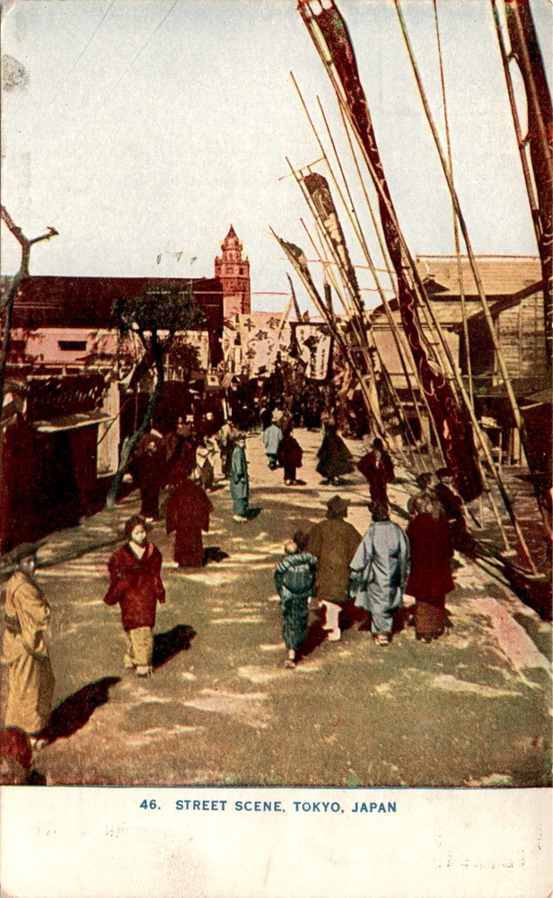 STREET SCENE, TOKYO, JAPAN, Yeddo, Mikado, Japan Postcard
