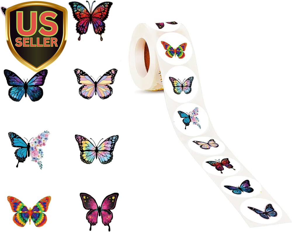 500 Pcs Butterfly Animal Graffiti round Seal Self-Adhesive Label Stickers for...