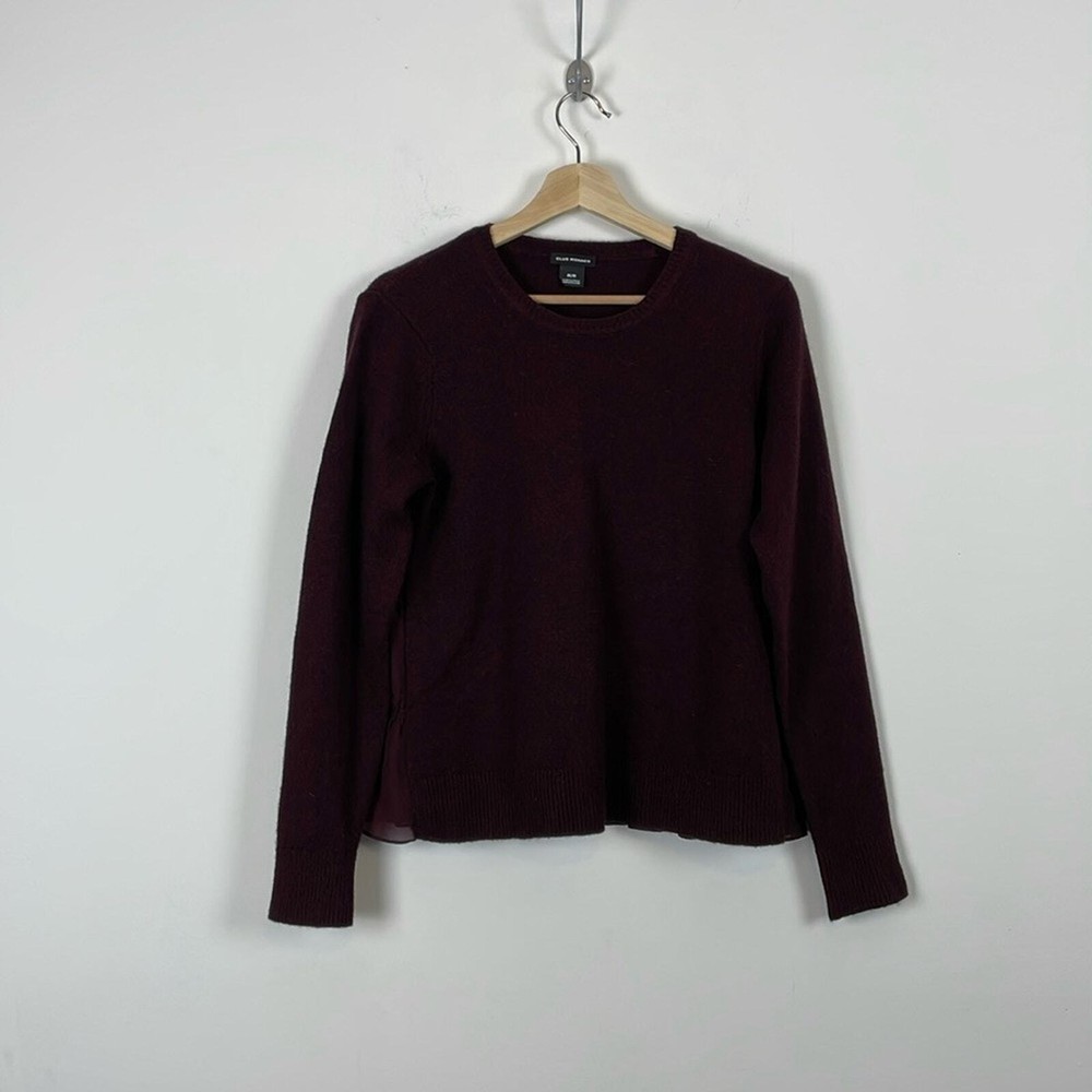 Club Monaco Wool Blend Pullover Long Sleeve Sheer Back Stretch Knit Sweater M