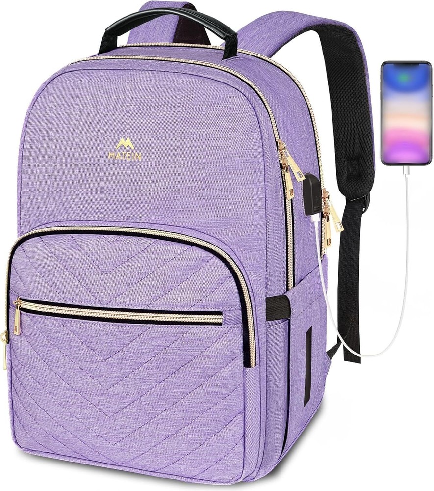 MATEIN Anti-Theft 15.6 Inch Purple Laptop Backpack for Women