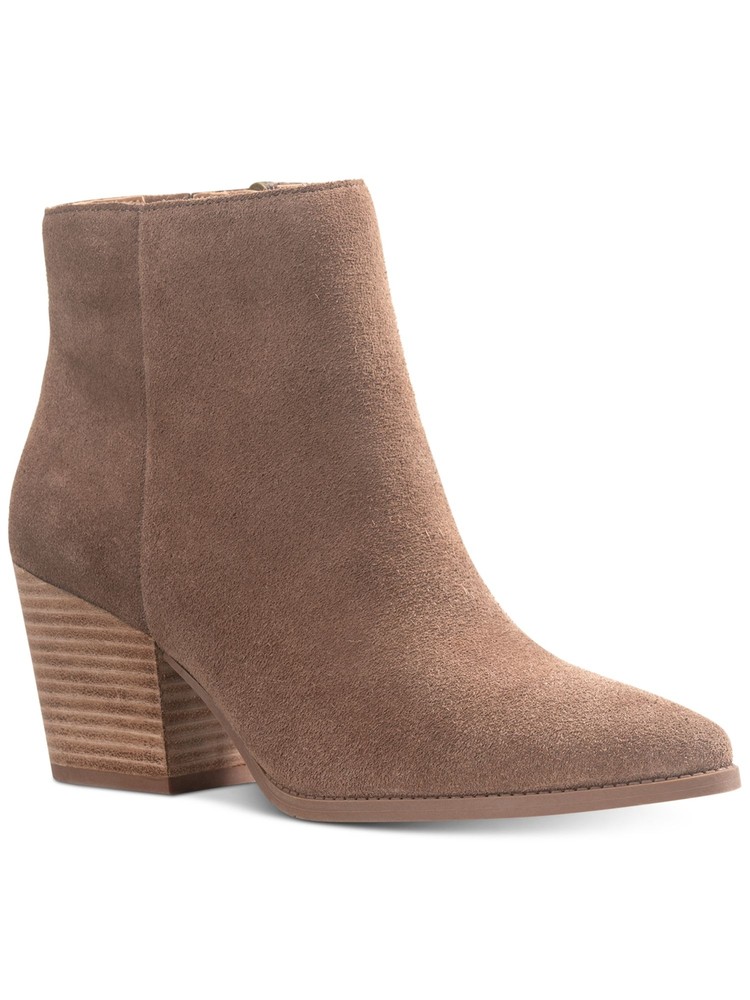 AMERICAN RAG Womens Beige Eryn Pointed Toe Block Heel Leather Booties 5.5 M