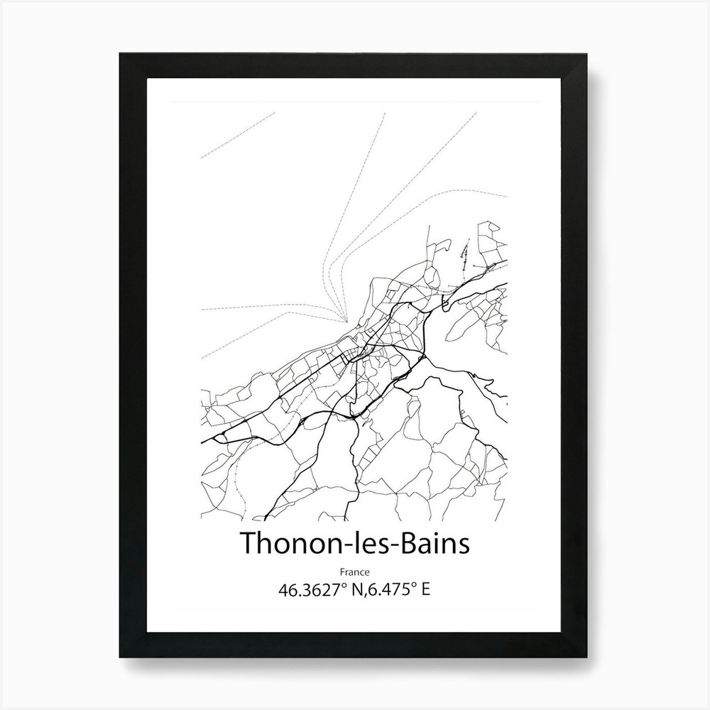 Thonon Les Bains,France Minimalist  Framed Wall Art Poster Canvas Print Picture