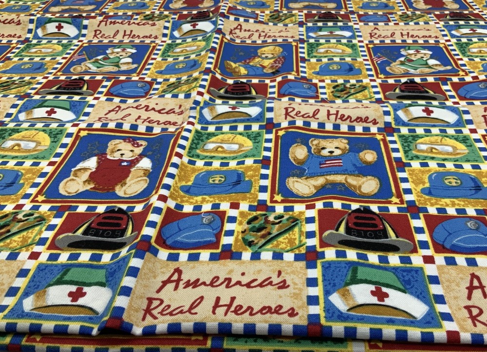 AMERICAN HEROS Teddy Bear First Responders 100% cotton fabric 42
