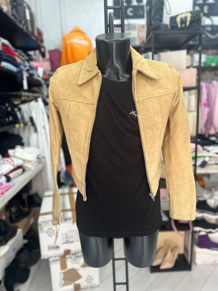 Vintage ExtyN Beige Leather Jacket for Women Size S LLV154