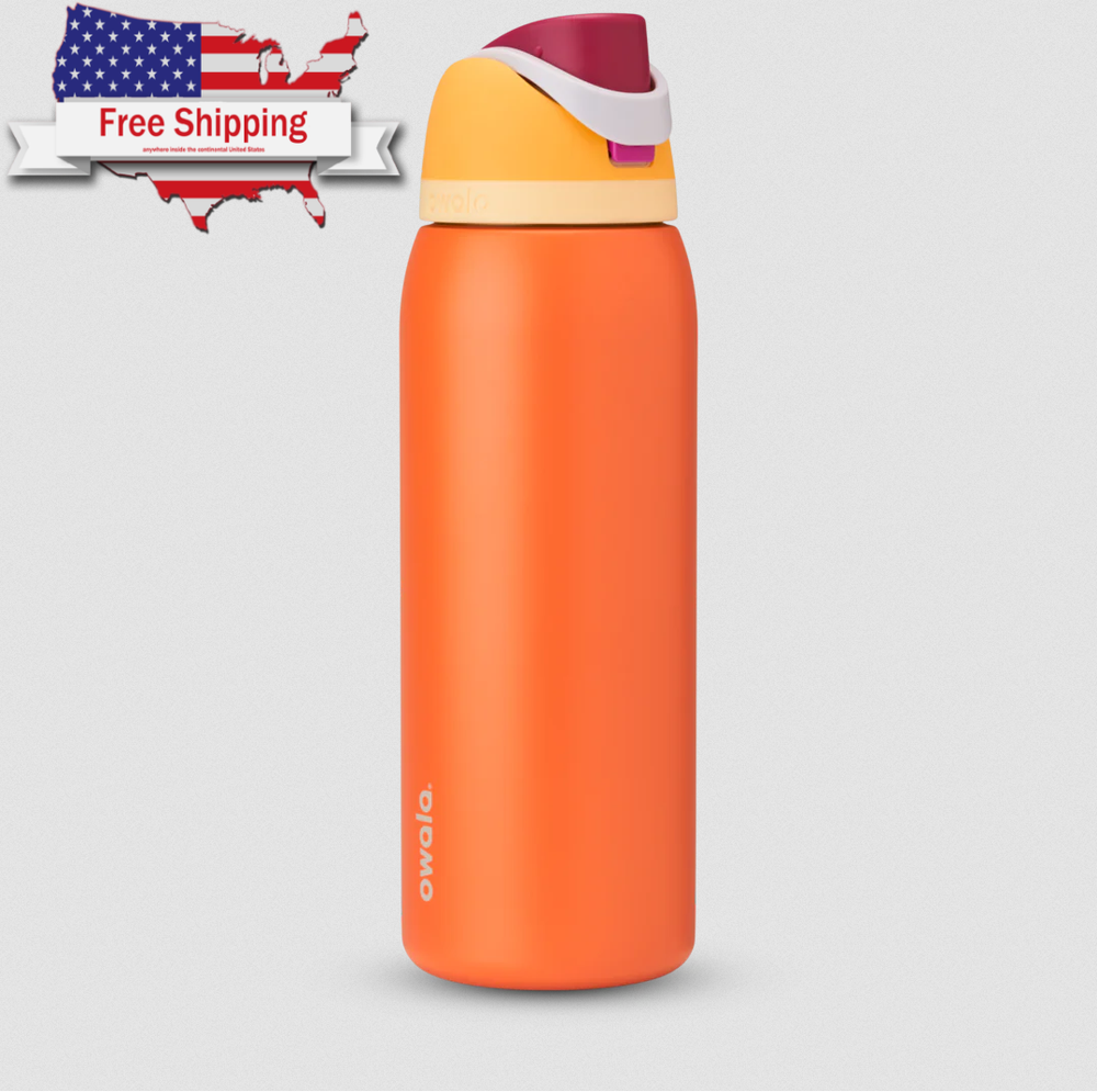 Owala FreeSip Stainless Steel Insulated Water Bottle, 40oz, Citrus Crush.