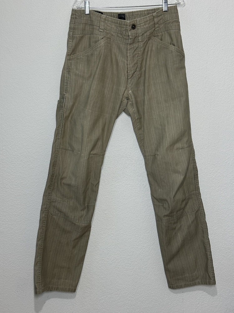 Kuhl Mens Crag Series Canvas Khaki Hiking Pants 34x32 Outdoor Adventure Pockets