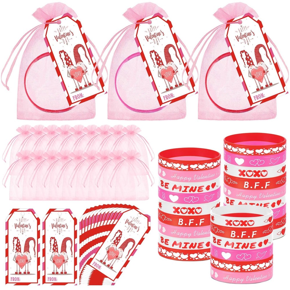 Liliful 24-Piece Valentine's Day Classroom Gift Set with Pink Red Love Hearts for Kids