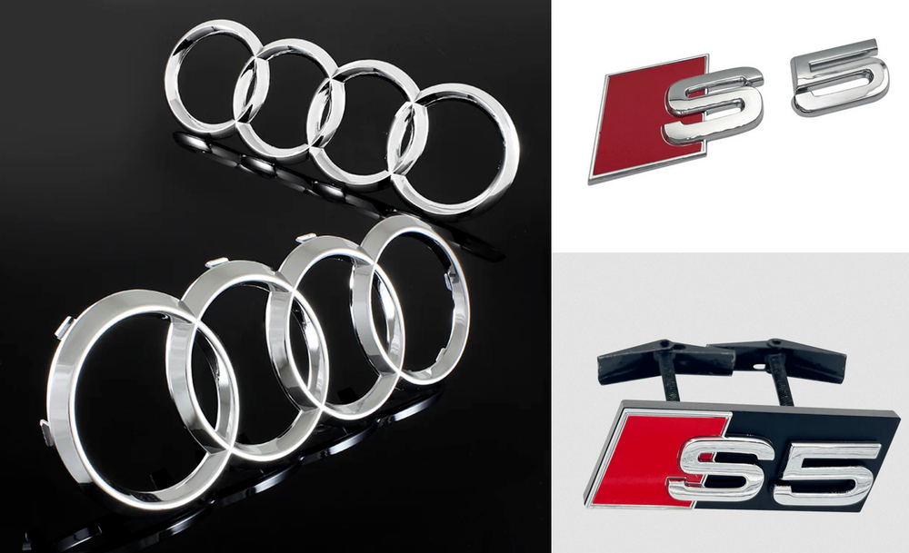 For Audi S5 Car Hood Rear Rings Front Grille Emblem Boot Decal Sticker Chrome