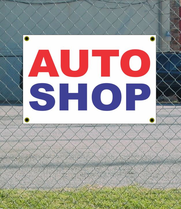 2x3 Auto Shop Red White Blue Banner Sign – New Discount Size & Price
