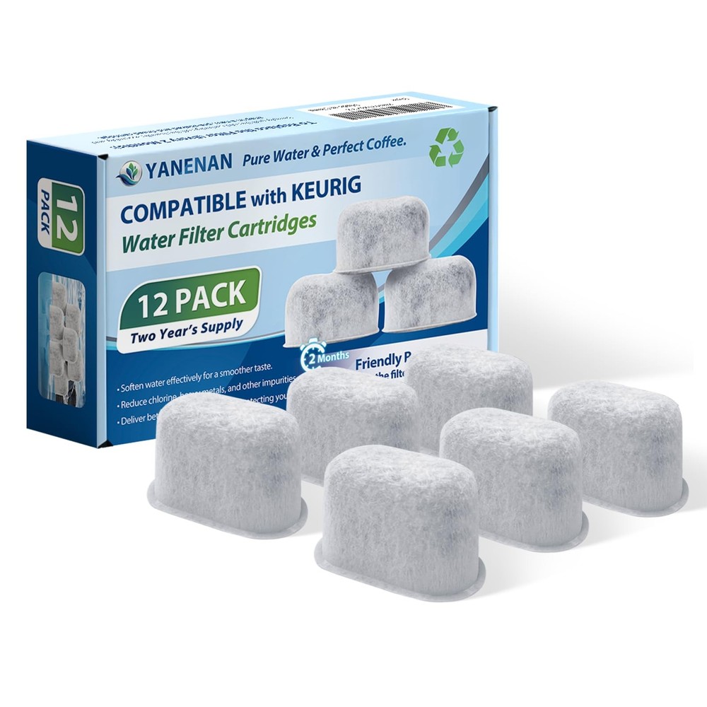12 Pack Filters Replacement Compatible with Keurig Water Standard, Carbon