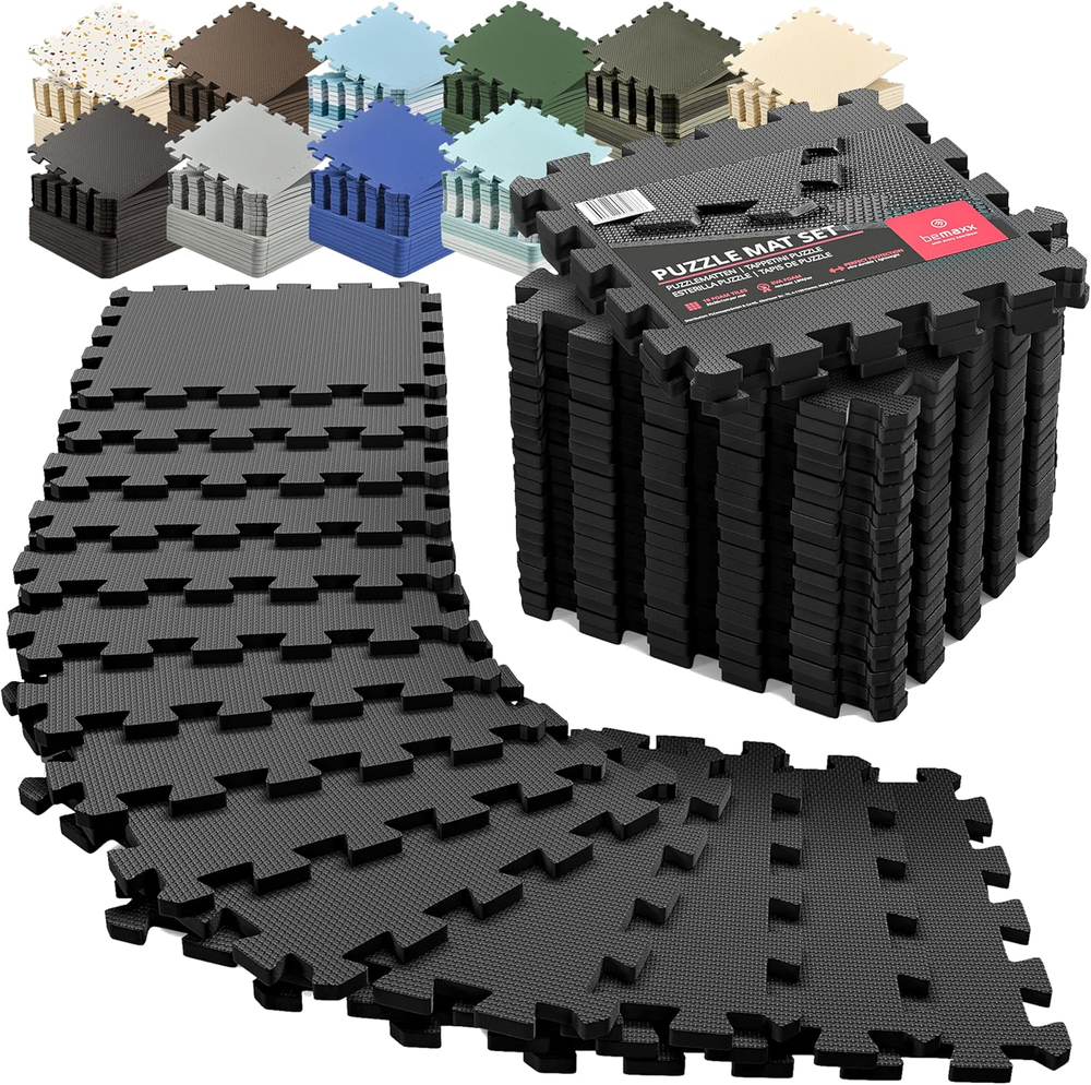 Interlocking EVA Soft Foam Gym Flooring Set - 18 Puzzle Rubber Mats for Home Workouts