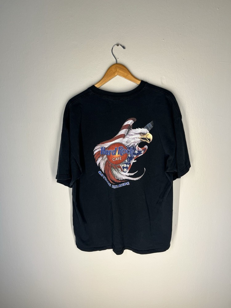 Y2K Vintage Hard Rock Cafe Cayman Islands Eagle Graphic T-Shirt – 2XL Black
