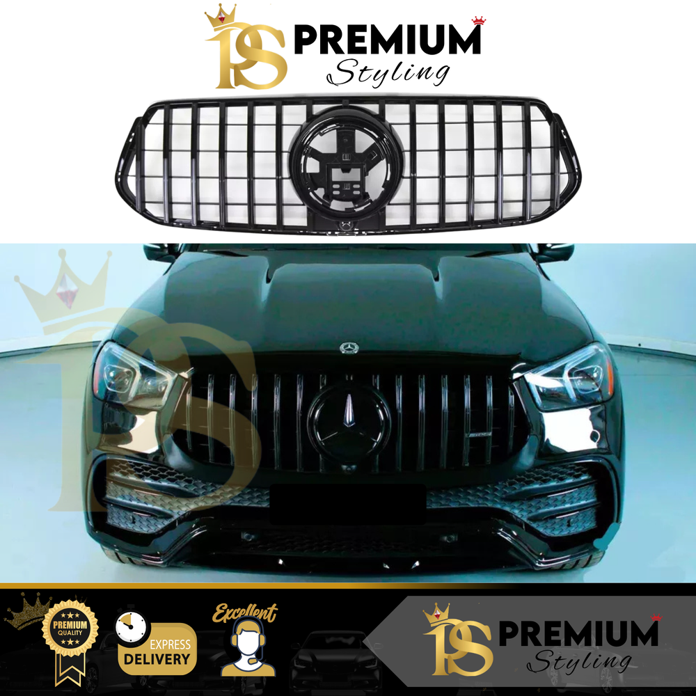 Mercedes GLE Class W167 Front PANAMERICANA GT GTR Gloss Black Grille Grill 2019+