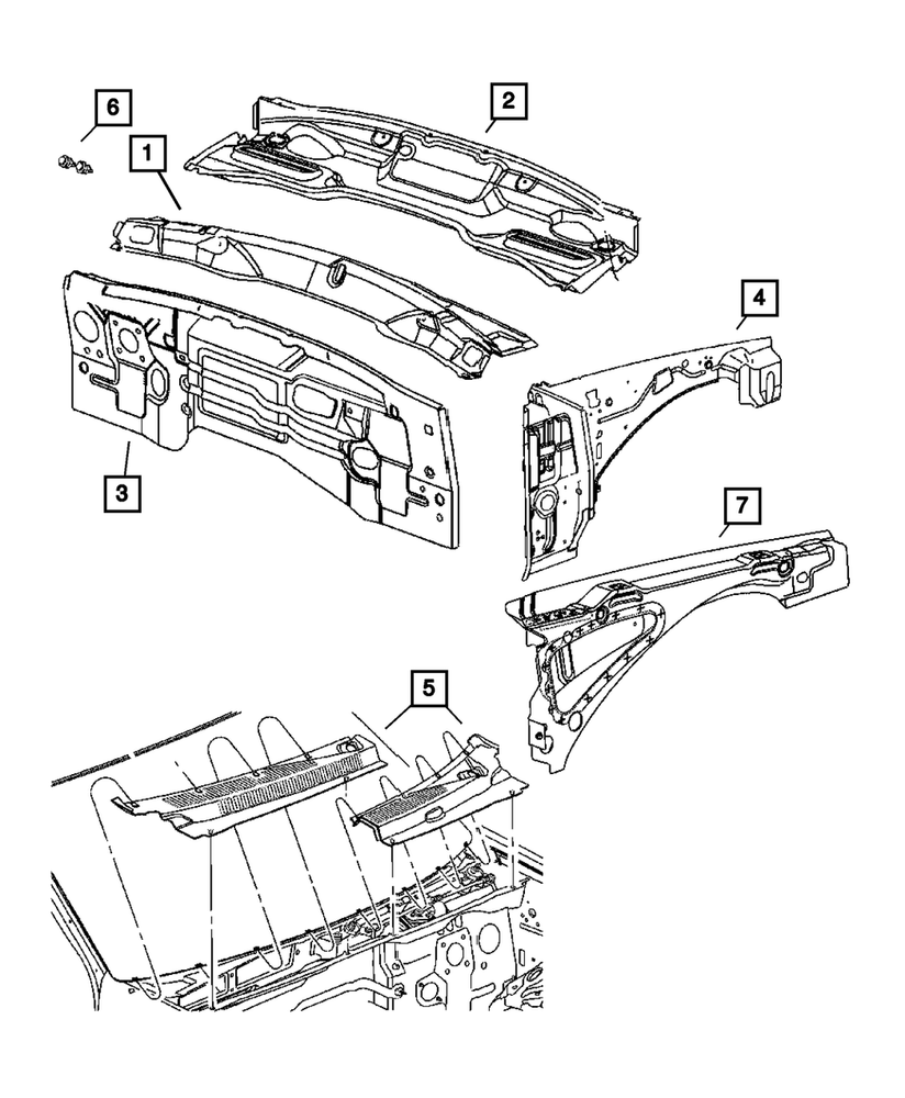 Genuine Mopar Cowl Side Reinforcement Right 55394106AC