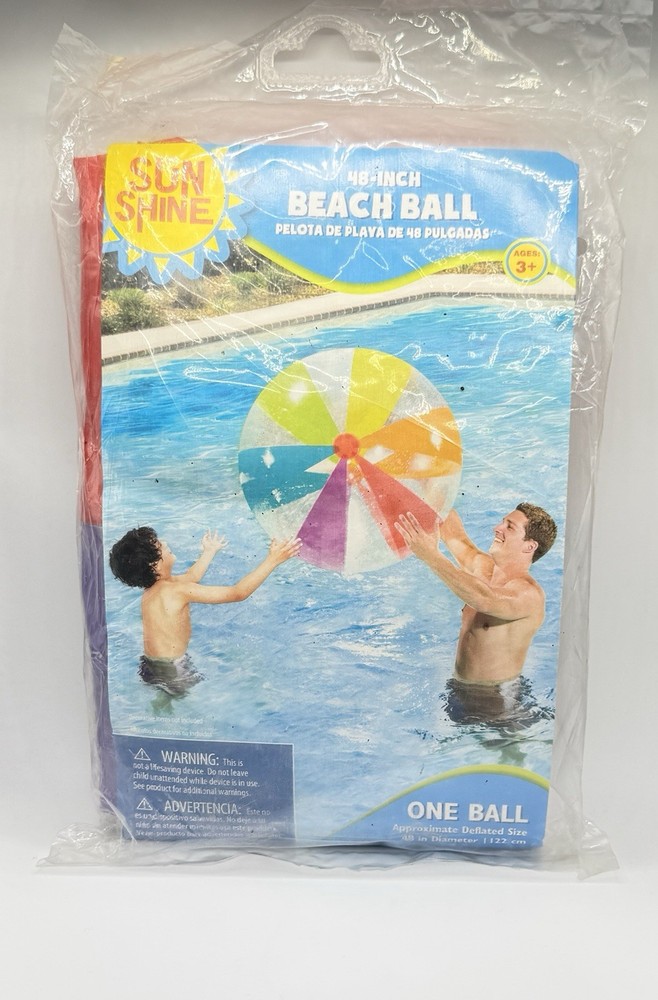 Vintage New in Package 48” Multicolor Inflatable Beach Ball