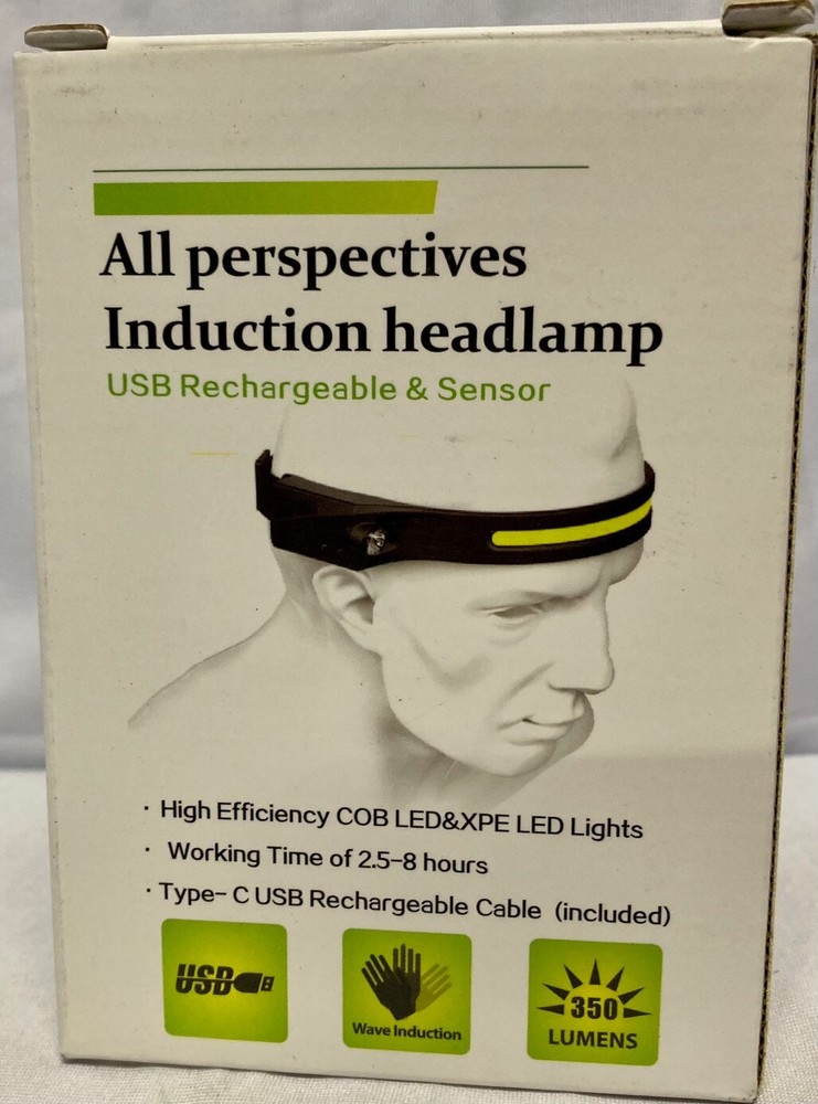 NEW!  All perspectives Induction Headlamp, USB, Sensor, LED, Rechargeable