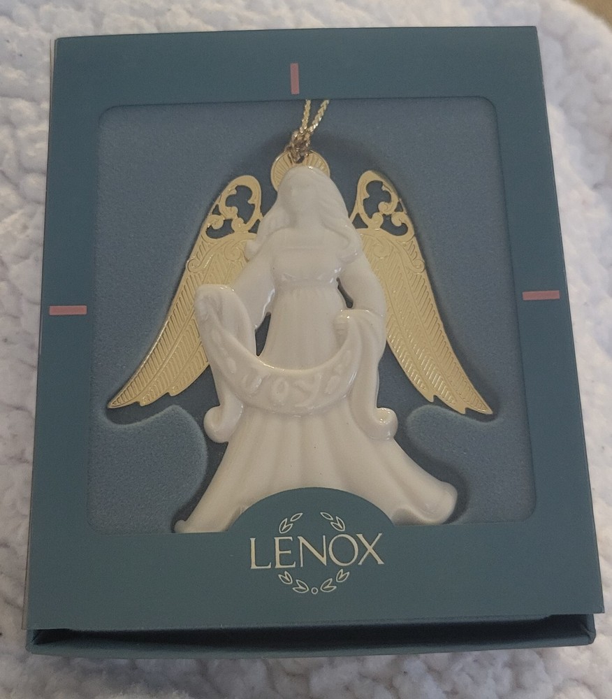 Lenox Angel of Joy Christmas Ornament W/ Gold Wings 1994 Double Sided NIB