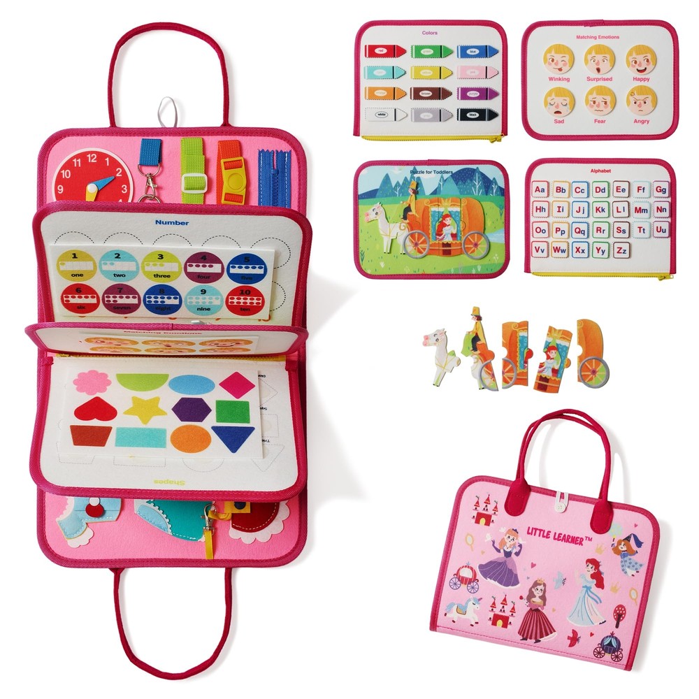 Little Learner Montessori Princess Girl Toddler Felt Busy Board - Sensory Lea...