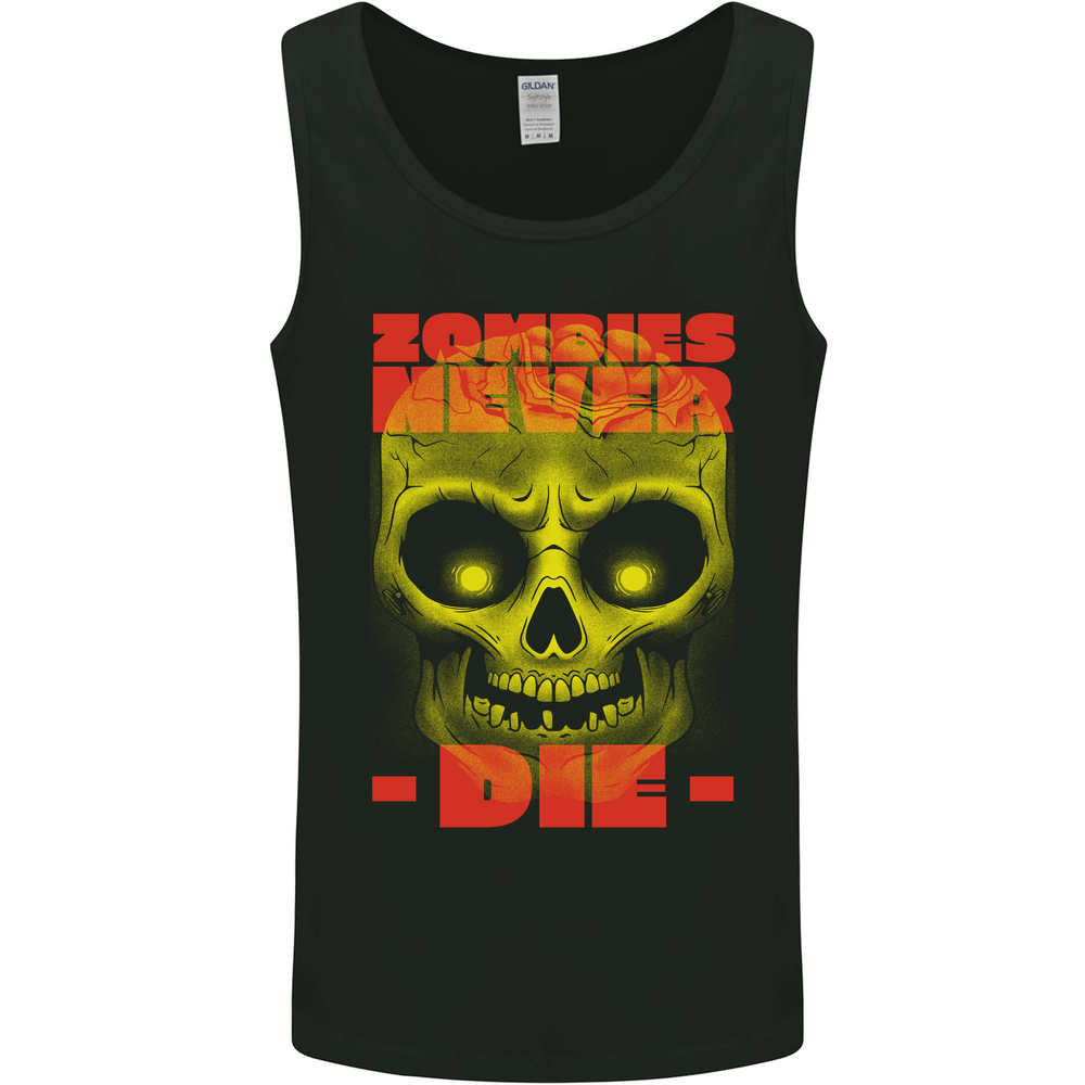 Zombies Never Die Halloween Skull Horror Mens Vest Tank Top