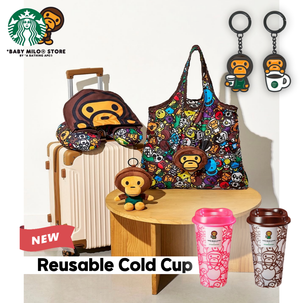 Starbucks Korea 2026 BAPE BABY MILO Neck Pillow Bag Keychain Reusable Cold Cup