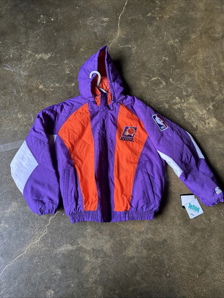 NWT Vintage 90s NBA Starter Phoenix Suns Full Zip Hooded Basketball Jacket Sz L