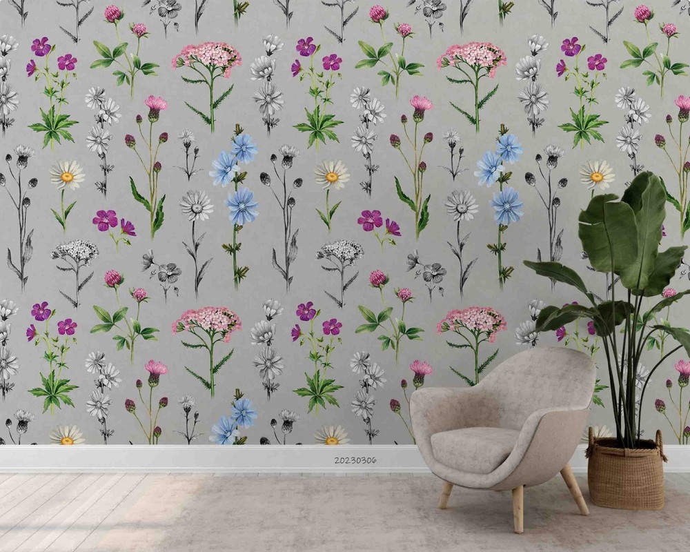 3D Flowers Flora Pattern Wall Murals Wallpaper Murals Wall Sticker 51