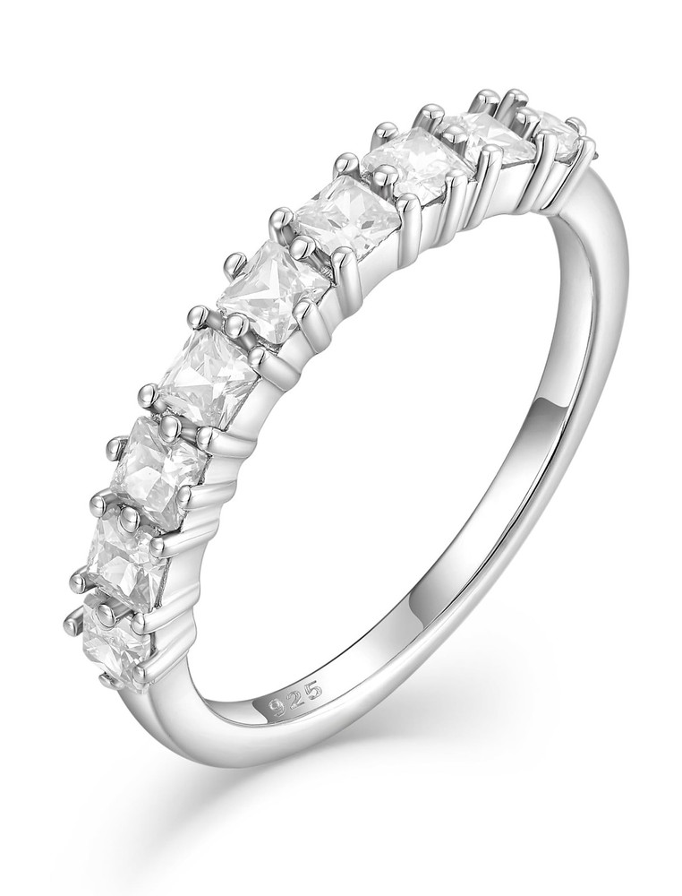 Princess Cut Stackable Rings 925 Sterling Silver Eternity Rings Cubic Zirconi...
