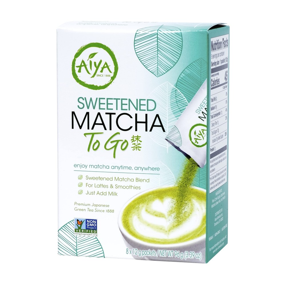 Aiya Japanese Sweetened Matcha to Go Sticks - Ceremonial , Vegan-Friendly, Gl...