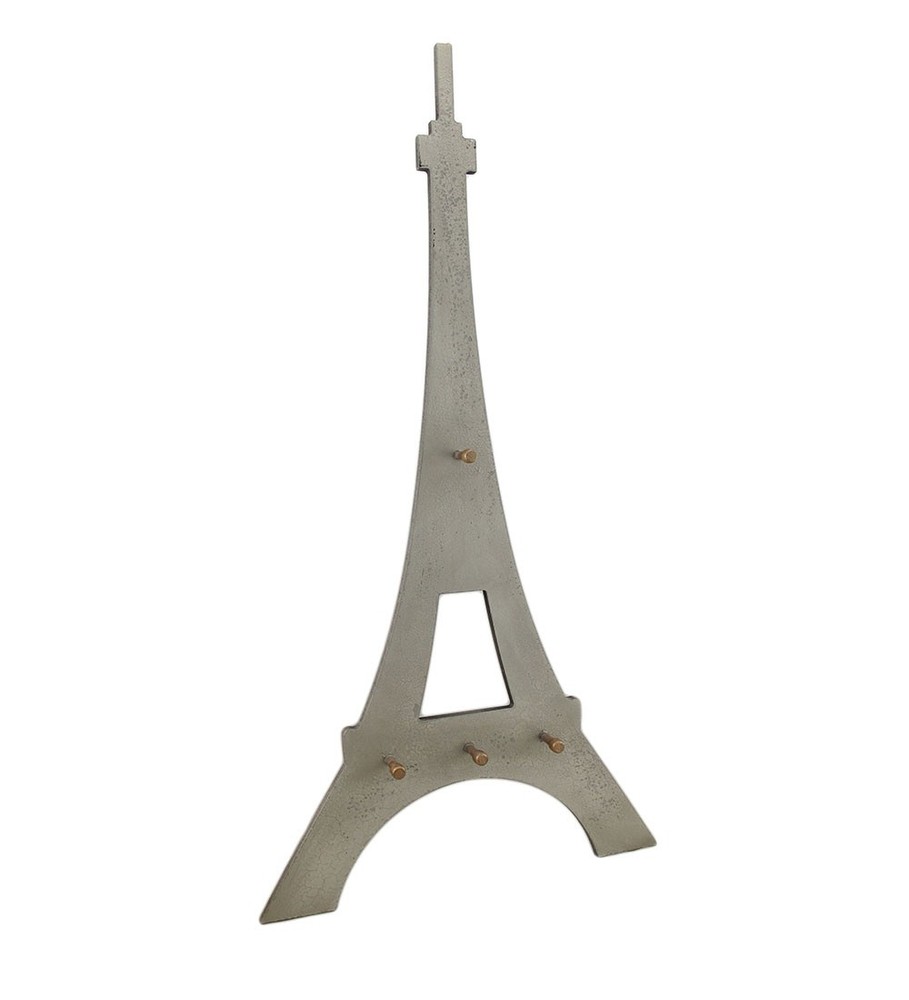 Zeckos Eiffel Tower Shaped Decorative Wooden Wall Hook Hanging