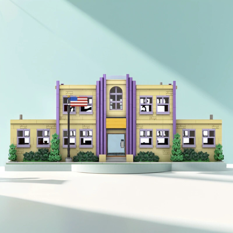 Modular Springfield Elementary School Buildings Blocks Set MOC Bricks Toy 2733pc