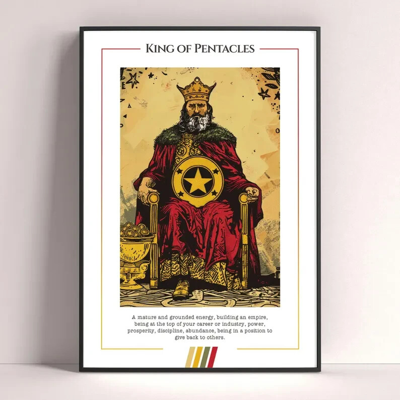 King of Pentacles Tarot Card Art Print Digital Download