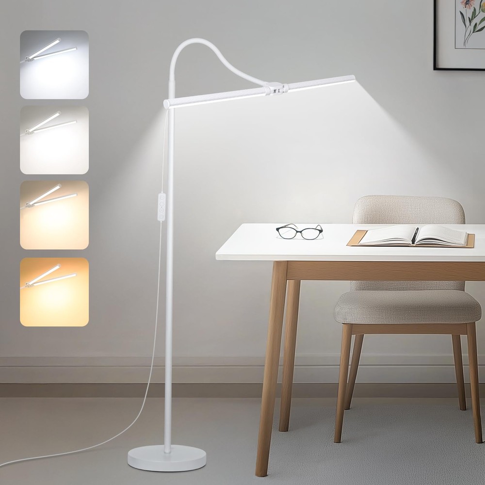 15W 1800LM Adjustable White LED Floor Lamp for Living Room Bright Lighting